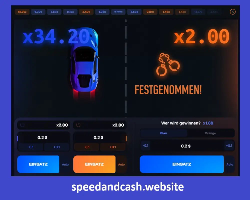Gewinnwette im Speed ​​and Cash Crash Spiel